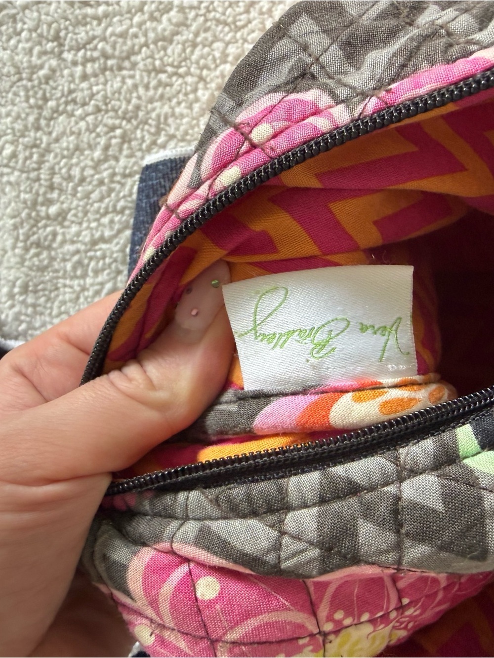 Vintage Vera Bradley Ziggy zinnia Cotton Quilted Floral Shoulder hobo Bag Pink - Picture 11 of 11